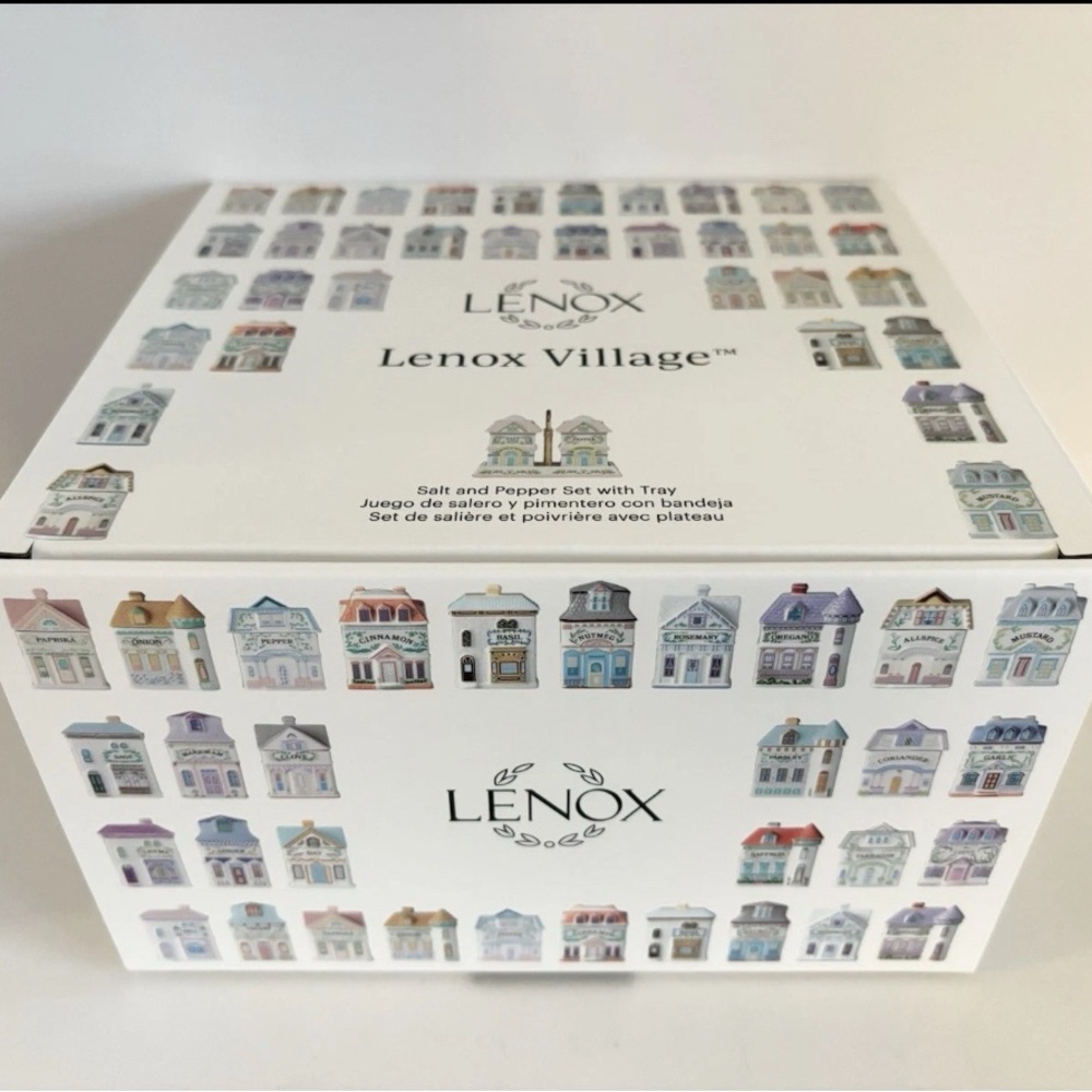 Charming 2025 LENOX Spice Village Pink and White Salt and Pepper Shaker Set - Picture 4 of 7
